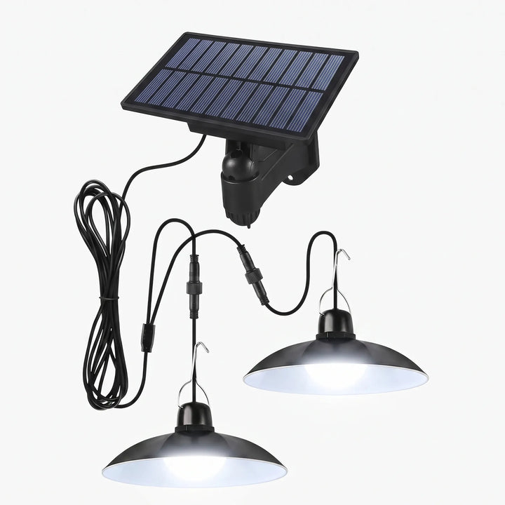 Bright outdoor solar pendant lamp, providing energy-efficient lighting for any shed or gazebo.