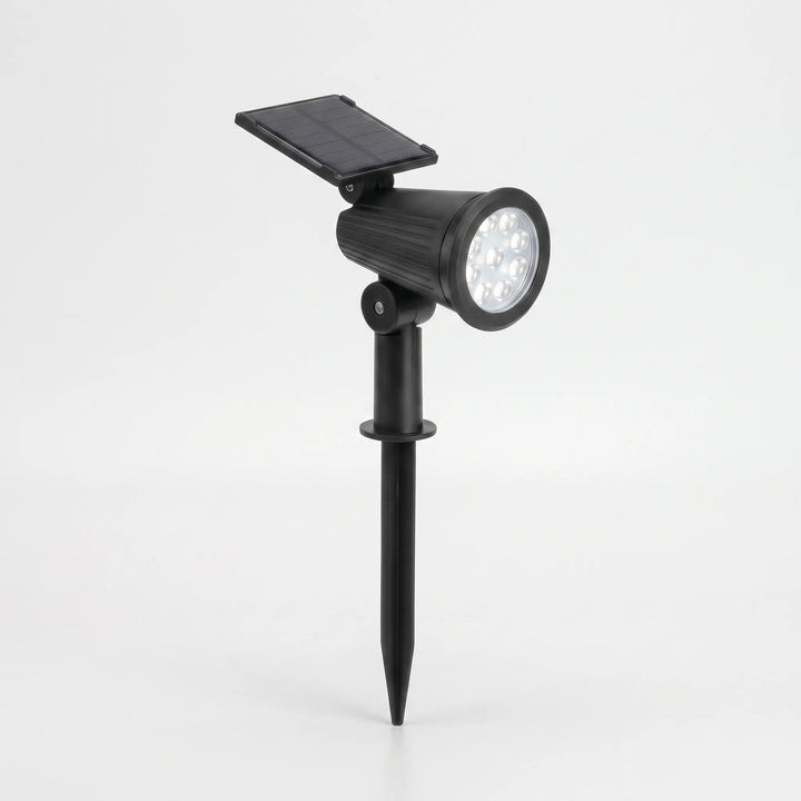 Durable solar LED landscape spotlight, adjustable, dusk to dawn, waterproof for outdoor gardens.