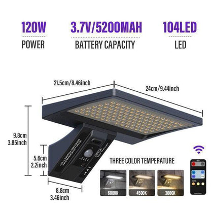 Array of outdoor solar street lights, IP65 waterproof LED lamps lining a long pathway