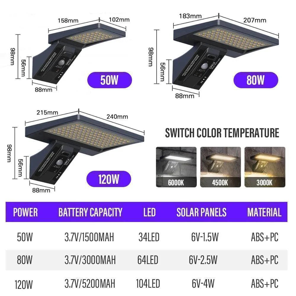 Pathway lamp: Outdoor solar LED street light, IP65 waterproof, dusk-to-dawn sensor