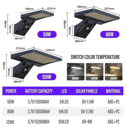 Pathway lamp: Outdoor solar LED street light, IP65 waterproof, dusk-to-dawn sensor