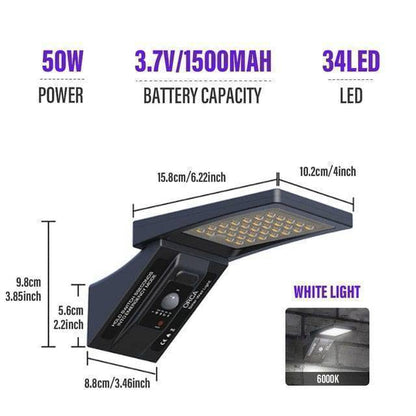 Detailed view of the LED array in an outdoor solar street light, waterproof design