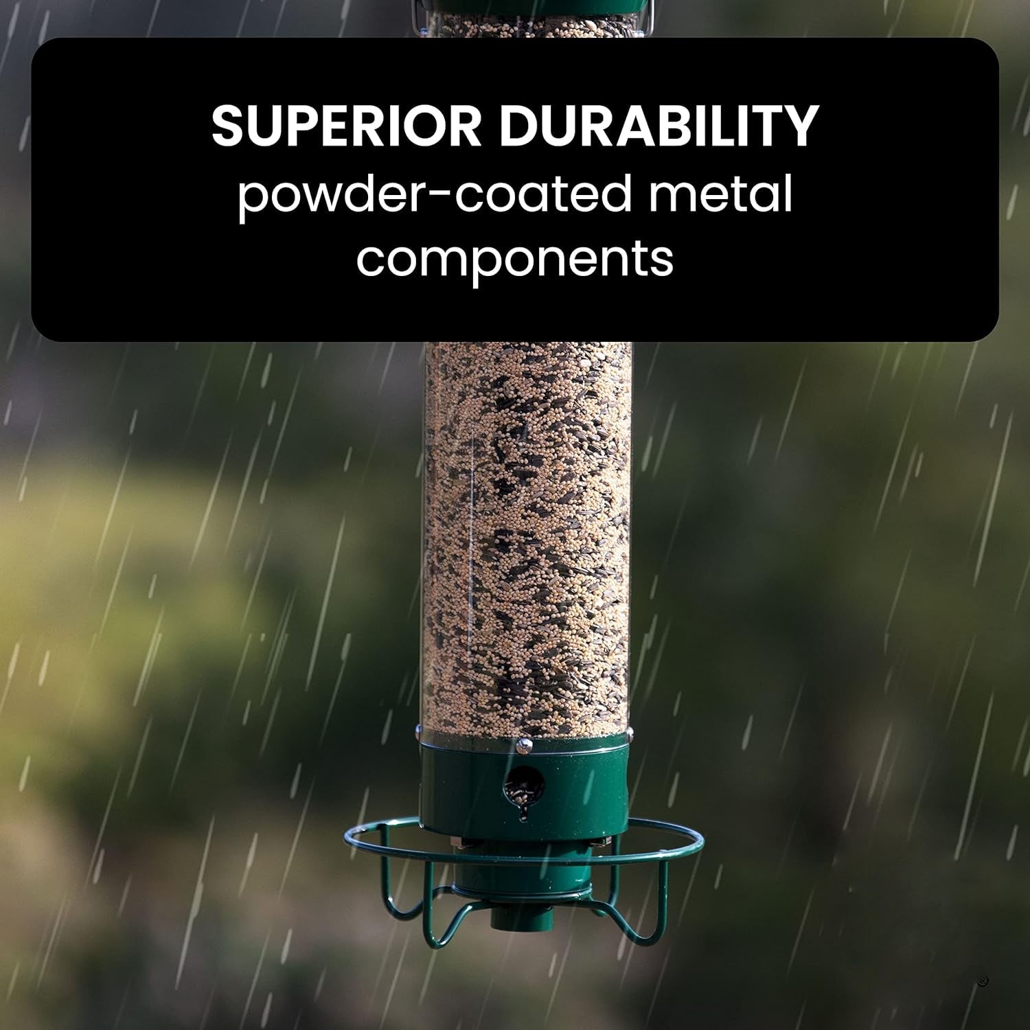 Heavy-duty outdoor bird feeder, squirrel-resistant & designed for all wild bird species in your backyard.