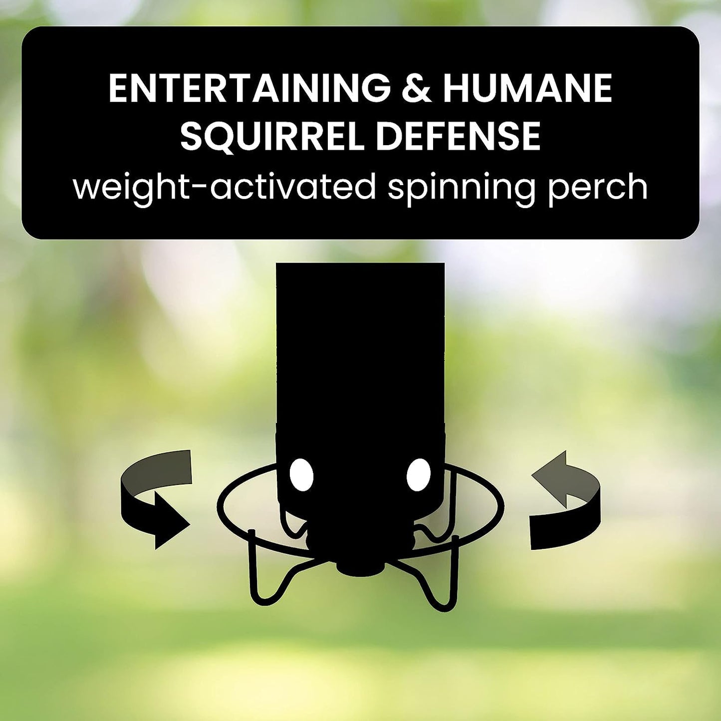 Squirrel-proof hanging bird feeder filled with seeds, attracting various wild birds to the backyard.