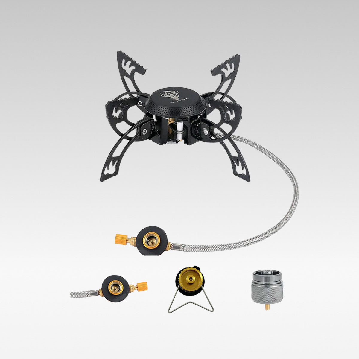 Survival gear bundle for outdoor camping, featuring multi-tool, compass, and fire starter.
