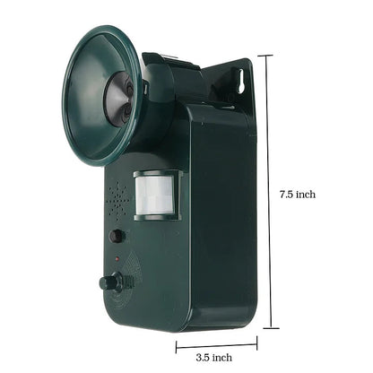 Electronic outdoor pest control device, ultrasonic repeller for 5000sqft coverage.