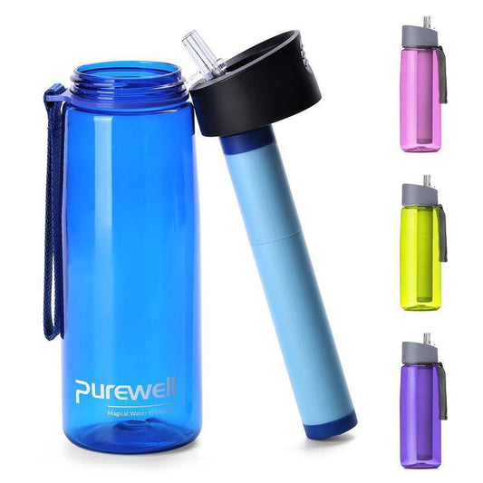 Outdoor Water Purifier Filter Bottle, 650ml, for camping & hiking hydration