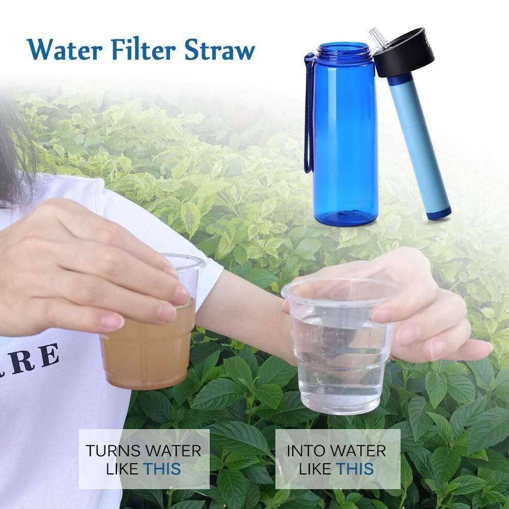 Survival water purifier bottle, 650ml, for active outdoor adventures
