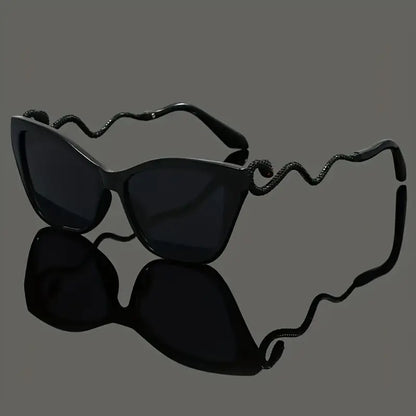 Women's luxury oversized cat-eye sunglasses, UV protection, distinctive snake arm.