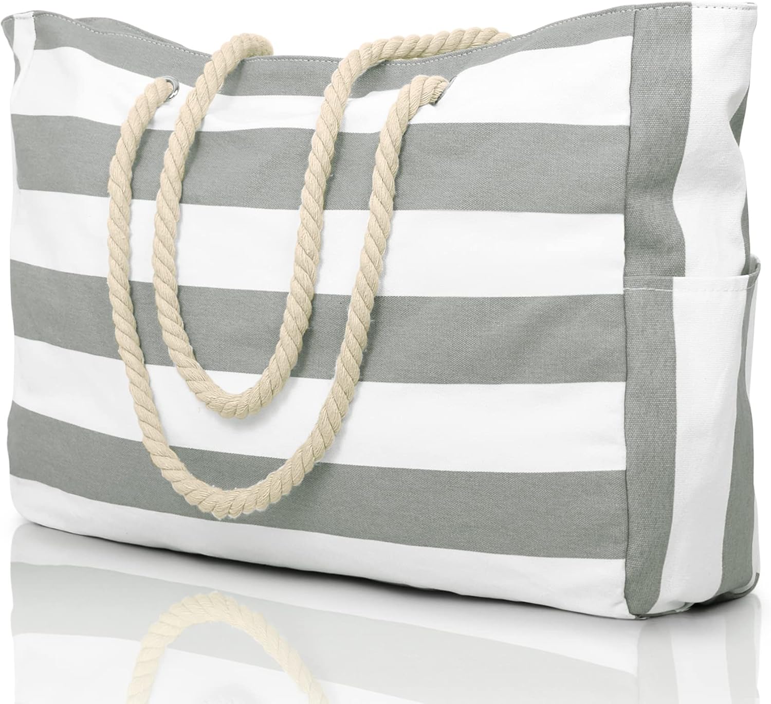Travel-friendly women's waterproof tote, oversized & sandproof, a durable beach accessory.