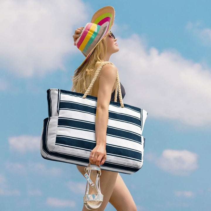 Essential women's oversized beach bag, waterproof, sandproof, and super durable.
