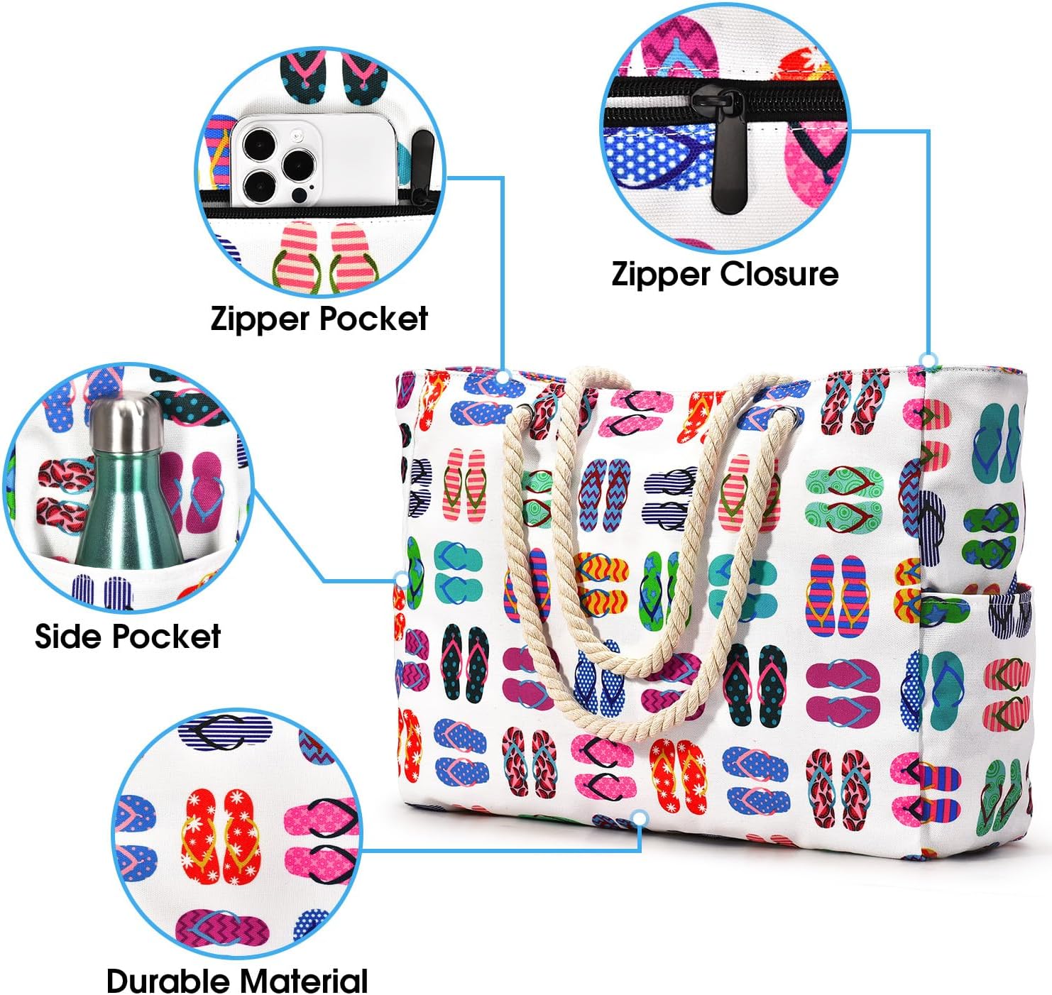 Women's oversized sandproof beach tote, waterproof & durable for all your summer needs.