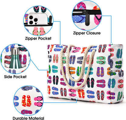 Women's oversized sandproof beach tote, waterproof & durable for all your summer needs.