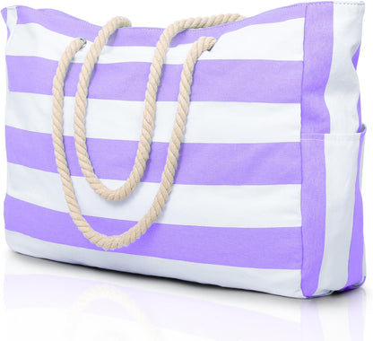 Fashionable oversized beach tote, waterproof & sandproof, designed for women's summer trips.