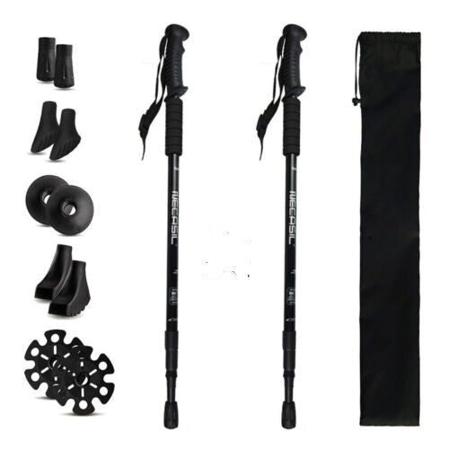 Pair of adjustable anti-shock hiking trekking poles for outdoor adventurers