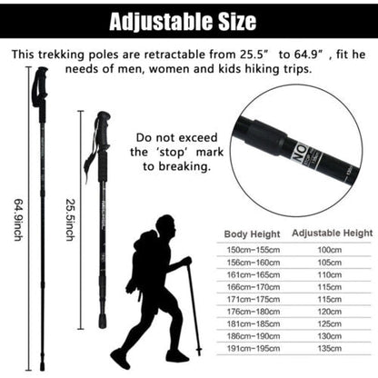 Ergonomic handle trekking poles with anti-shock feature for hiking