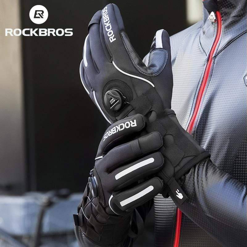 Pair of black touchscreen cycling gloves, adjustable fit, suitable for outdoor sports and bike riding