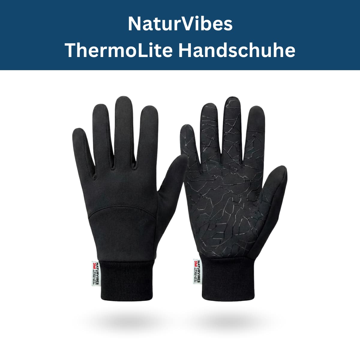 Unisex black warm gloves with a textured palm, suitable for various winter outdoor activities.