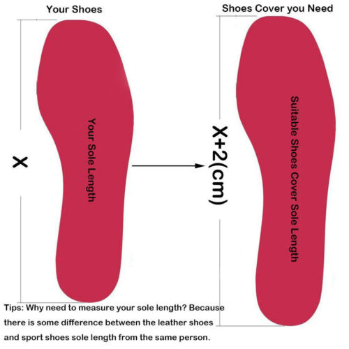 Unisex waterproof shoe covers protecting sneakers from mud and water.