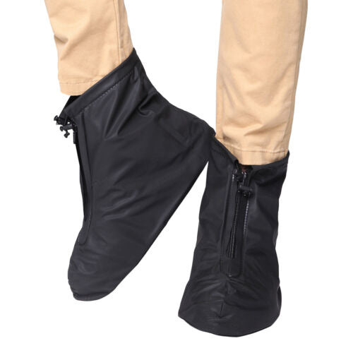 Side view of anti-slip reusable shoe cover, showing elastic top for snug fit.