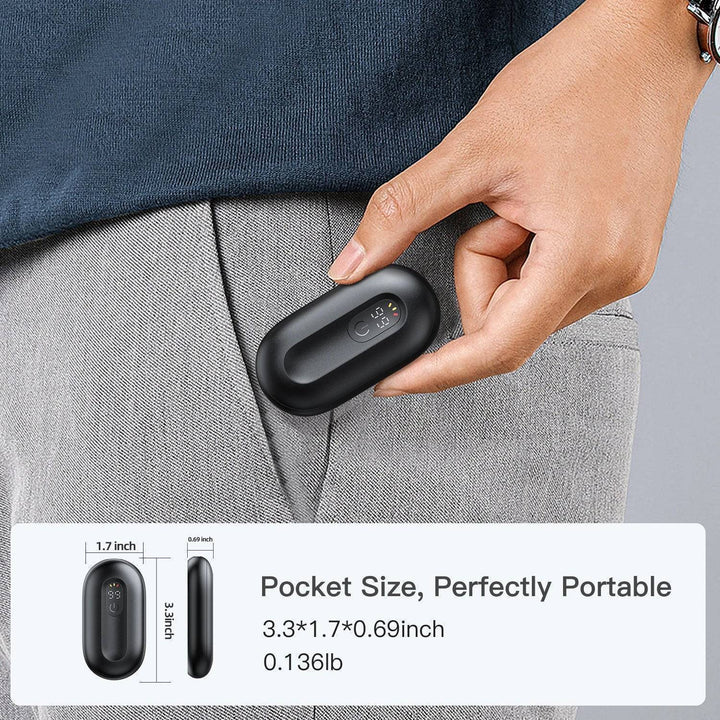 Unisex portable magnetic hand warmers, rechargeable with clear digital display for precise temperature control