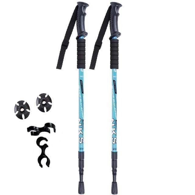 Unisex adjustable anti-shock trekking poles in a 2-pack, essential outdoor gear for camping and trails.