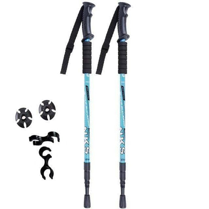 Unisex adjustable anti-shock trekking poles in a 2-pack, essential outdoor gear for camping and trails.