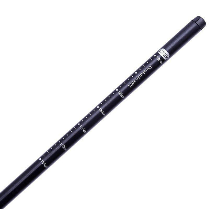 Lightweight anti-shock hiking poles, black and red, shown extended for nordic walking or trekking.