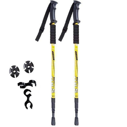 Unisex anti-shock hiking sticks with comfortable wrist straps and durable tungsten tips for stability.