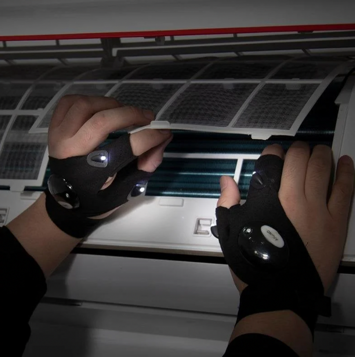 Detailed shot of light up gloves, displaying various color modes for dance and show events