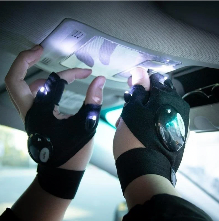 Packaging for LED light up gloves, highlighting their use as fun party accessories