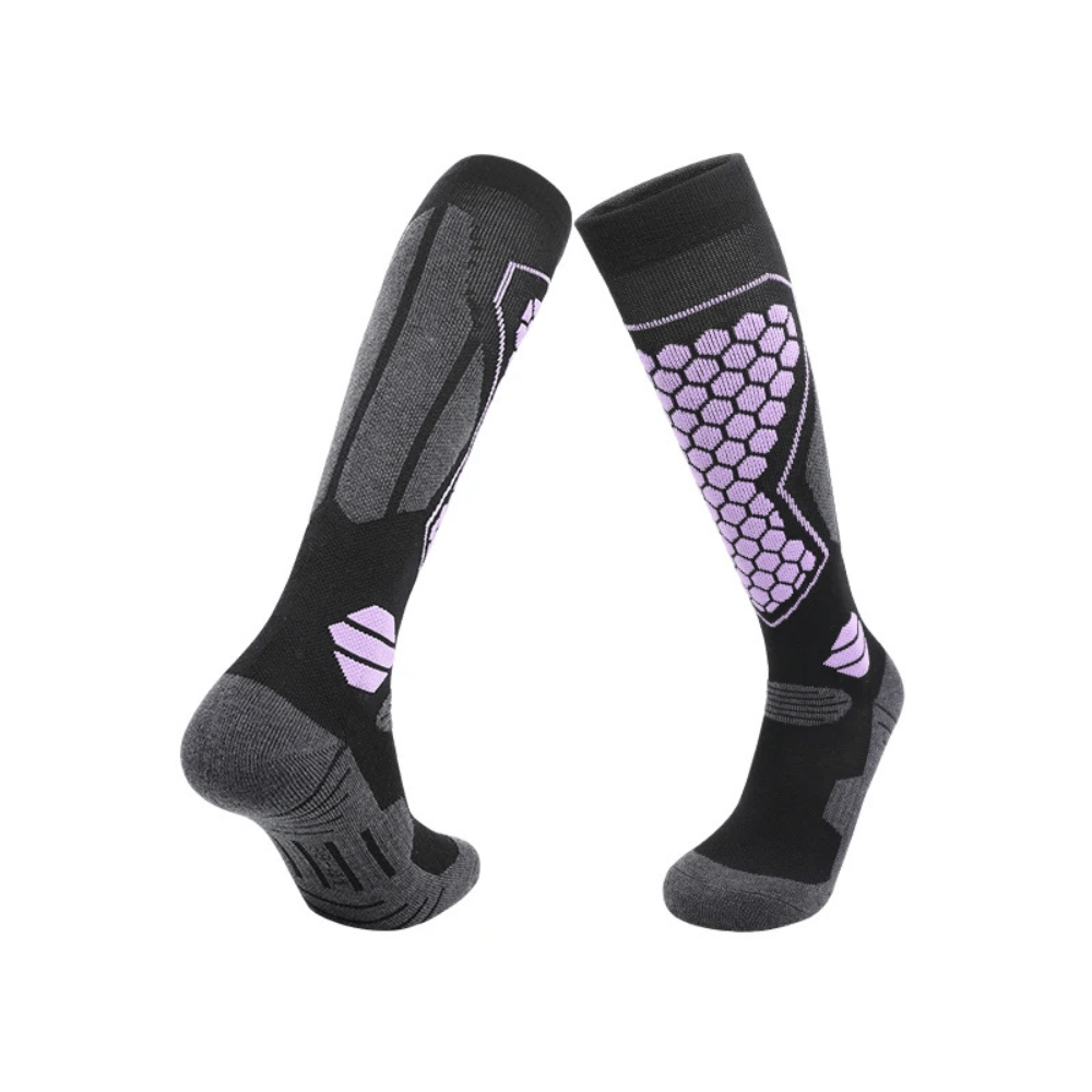 Pair of blue unisex thermal outdoor socks, ideal for skiing and cold weather