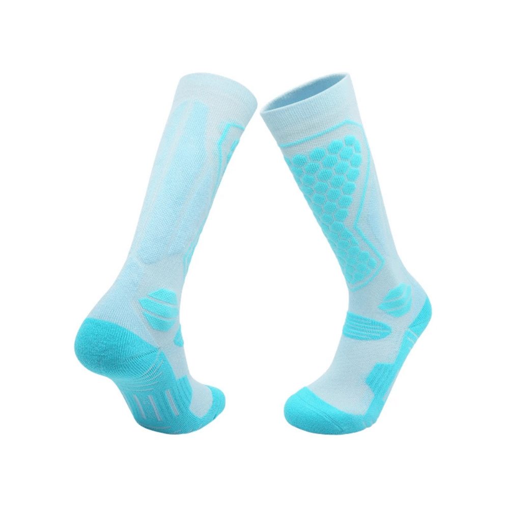 Unisex thermal winter ski socks, showing ergonomic design for athletic performance