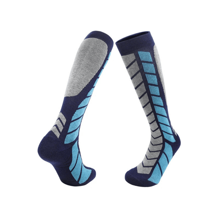 Unisex thermal snowboarding socks in a vibrant blue, suitable for cold conditions