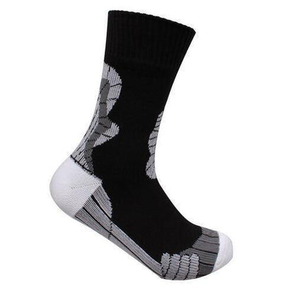 Pair of black waterproof breathable socks, great for any cold weather adventure.