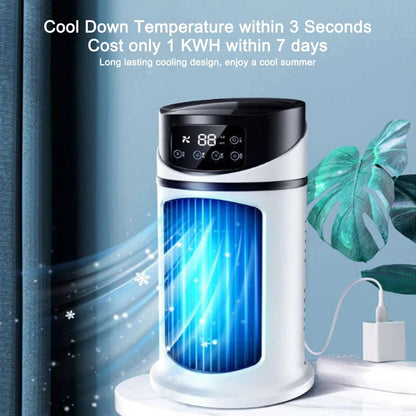 Mini AC, humidifier & air purifier, USB powered for desktop cooling & home comfort.