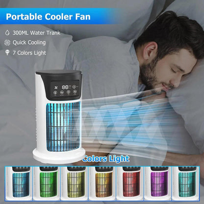 Multi-function portable cooler: mini AC, fan, humidifier & air purifier for optimal air quality.