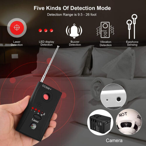 Bug detector, an RF signal scanner for audio bugs, ensuring privacy & security against surveillance.