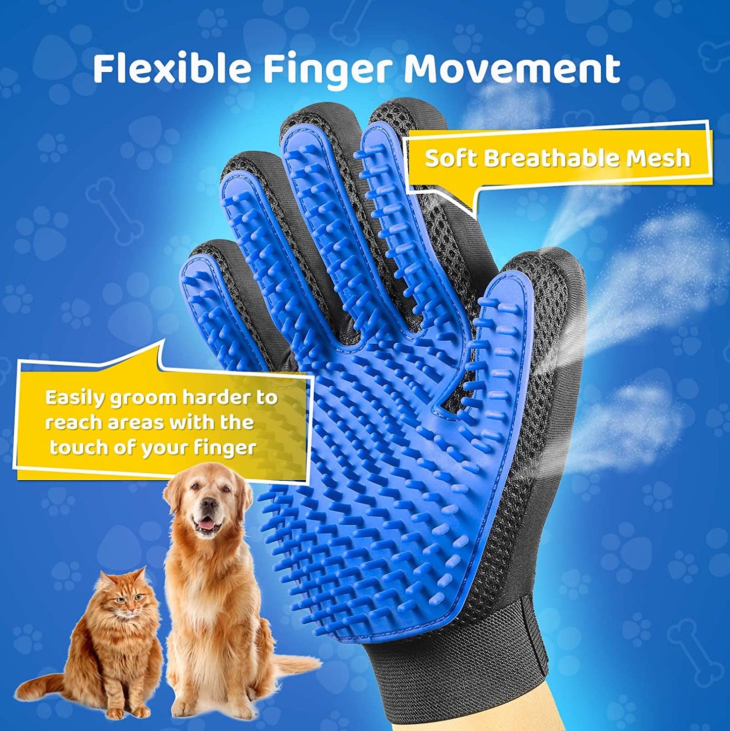 Owner using a shedding glove to groom a cat, demonstrating easy pet hair removal & a calm bonding experience.