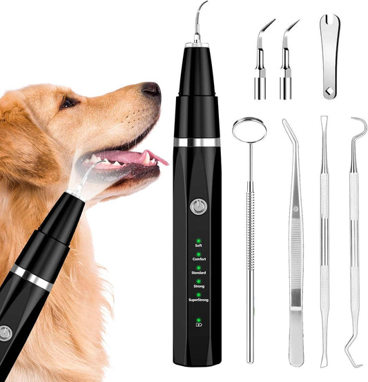 Pet Ultrasonic Dental Cleaner for dogs, effectively removing plaque & tartar for better dog oral hygiene at home.