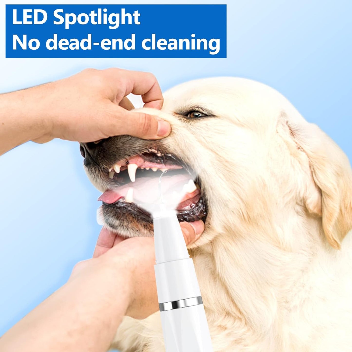 Ultrasonic pet dental cleaner for dogs. Safely remove plaque & tartar, promoting fresh breath & excellent dog oral hygiene.