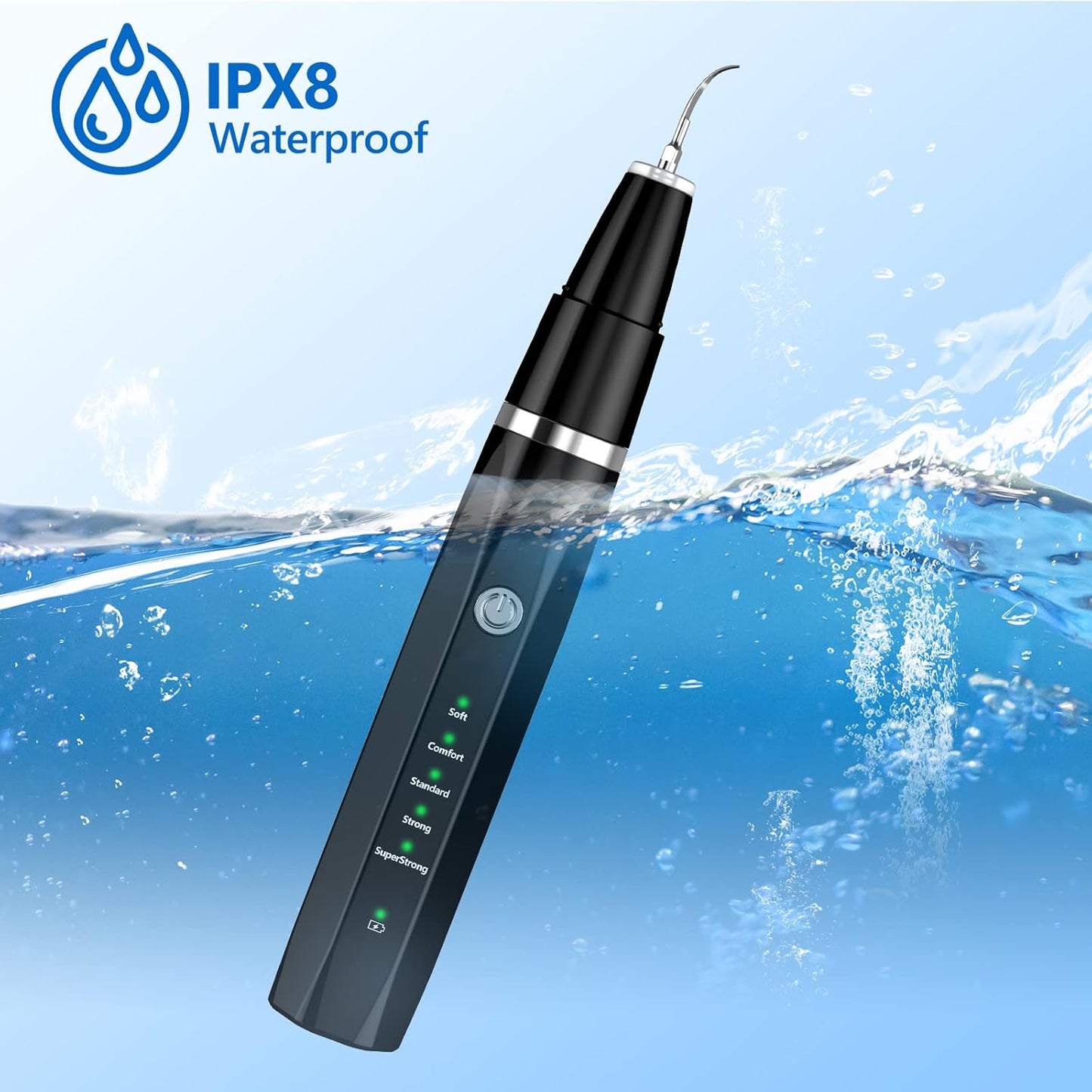Home pet dental tool: an easy-to-use ultrasonic cleaner for dogs, ensuring healthy pet teeth & excellent dog oral hygiene.