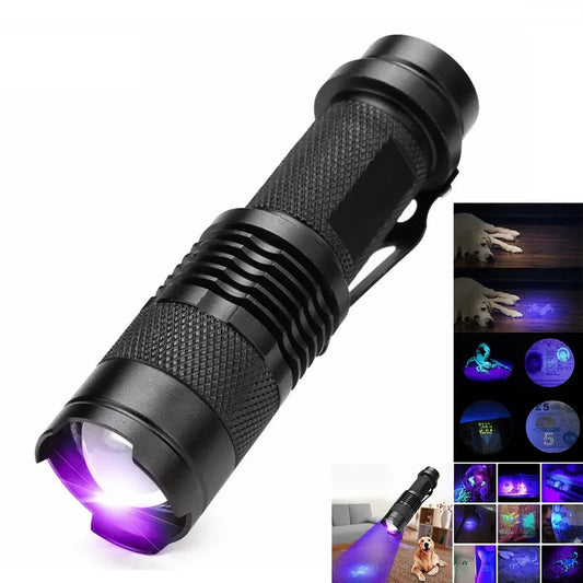 Pet Urine Detector UV Flashlight, blacklight lamp for invisible dog & cat stains. Essential pet cleaning tool.