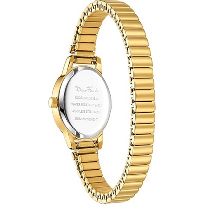 Refined elegant petite women's watch with a durable stainless steel case and clear analog display for women.