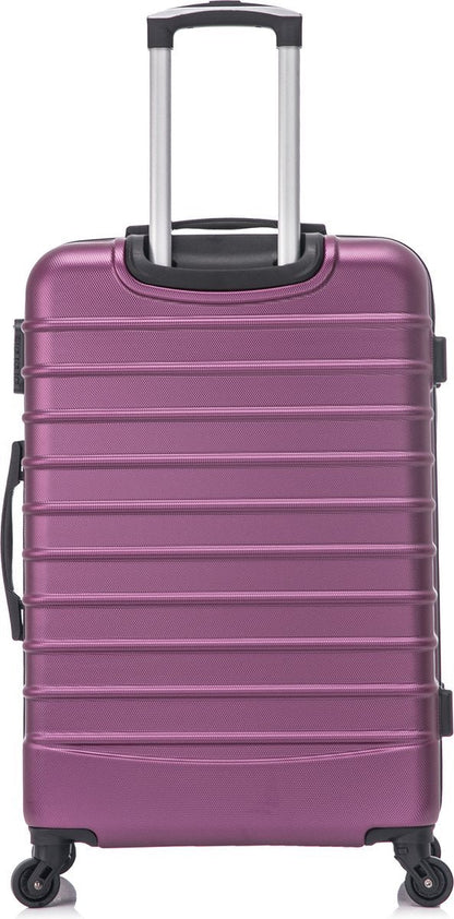 Stylish 2-piece pink hardshell luggage set for seamless travel; robust & lightweight spinner suitcases.