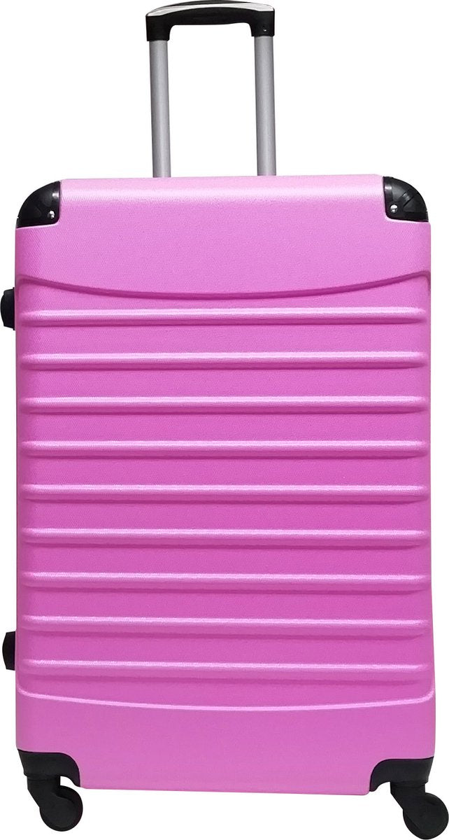 Modern pink 2-piece hardshell luggage set for hassle-free travel; includes carry-on & checked bag.
