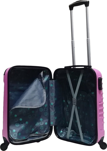 Robust pink hardshell 2-piece luggage set for easy travel; durable carry-on & large suitcase.
