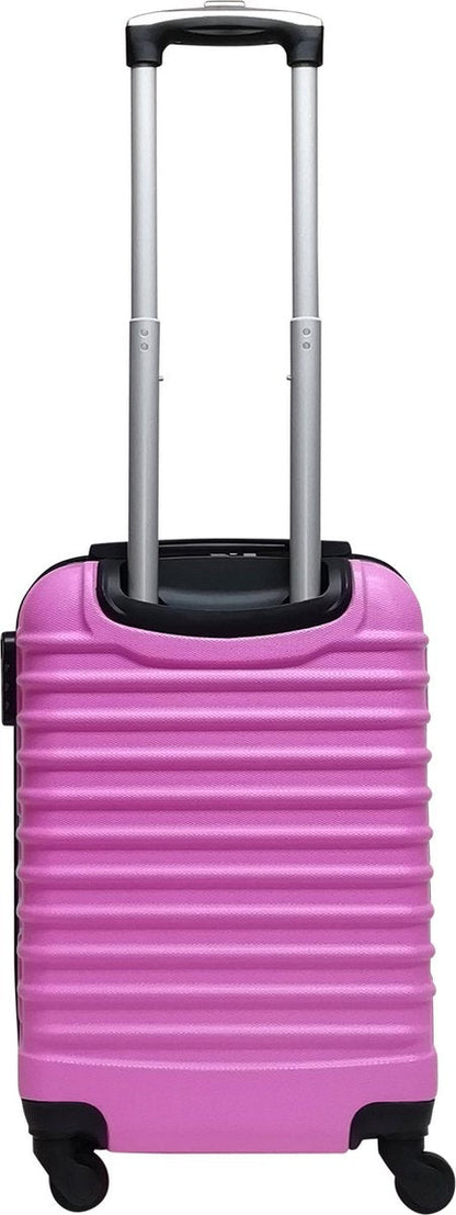 Vibrant pink 2-piece hardshell luggage set, featuring smooth spinner wheels & tough shell.