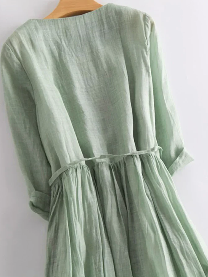 Elegant white Ruffle Midi Dress, a versatile women's summer dress suitable for casual wear or special occasions.