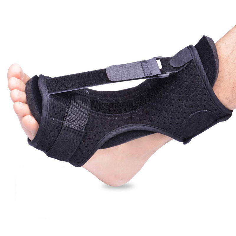 Plantar Fasciitis Night Splint providing gentle stretch for heel & foot pain relief. Adjustable orthotic foot brace.